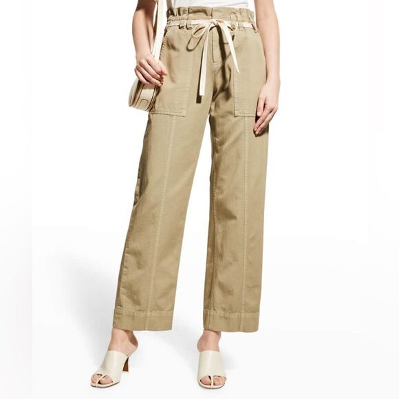 A.L.C. Women's Khaki Tan Augusta Belted Paperbag Cargo Pants Size 12 EUC - Picture 1 of 8